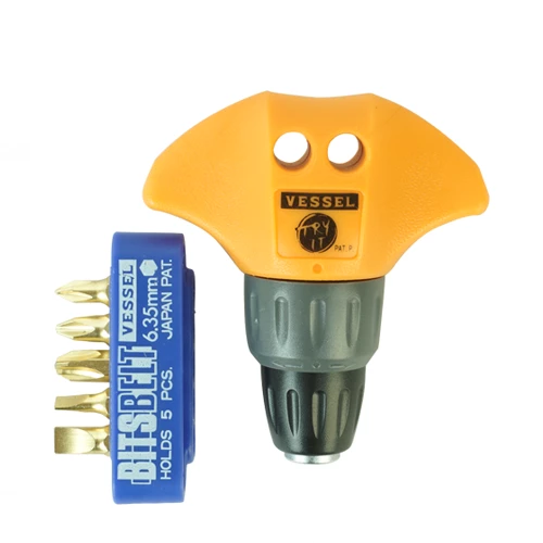 VESSEL T-Bar Ratchet Screwdriver No.TD-80 (w/ 5 bits)